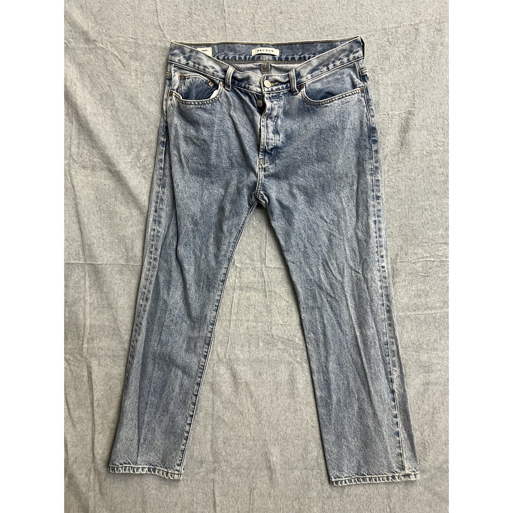 PacSun Mens Straight Leg Jeans Light Wash Blue Denim 36x32 Pacific Sunwear